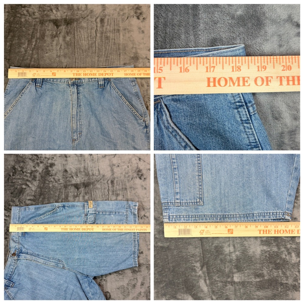 Vintage Y2K Wrangler Cargo Denim Shorts Mens 36 Baggy Light Wash Skater - Picture 5 of 8